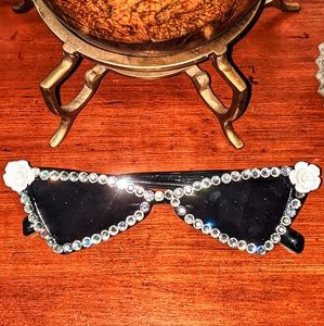 Rhinestone Encrusted Black Shades | Bedazzled Novelty Sunglasses All Pairs NWOT